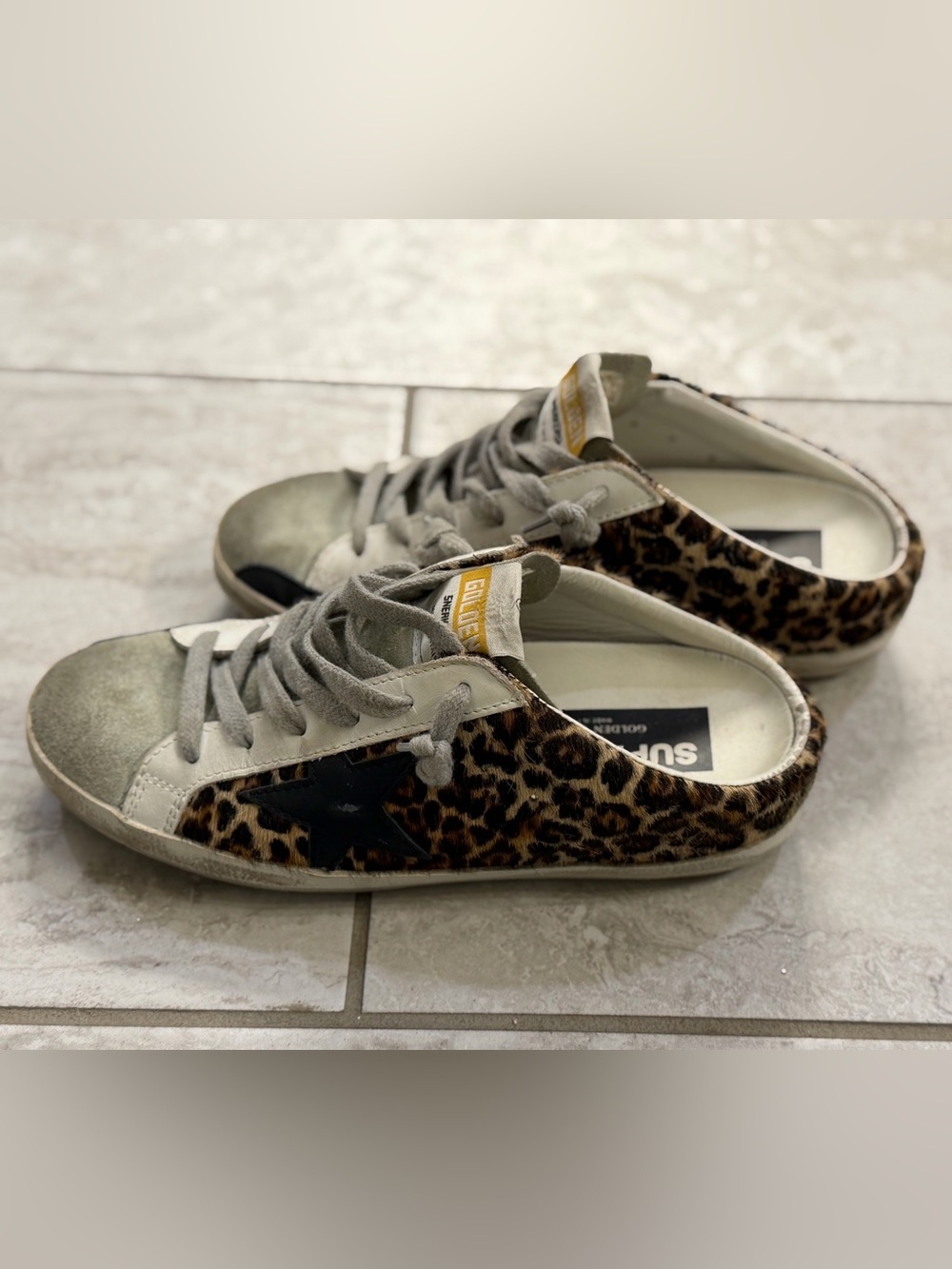 Golden Goose Leopard Print Superstar Sabots
